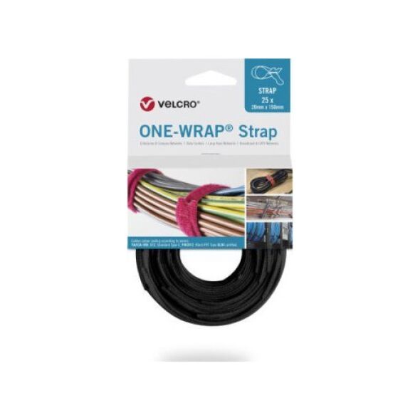 Velcro Taśma do wiązania VELCRO One Wrap 20 mm x 330 mm, 25 sztuk, czarna