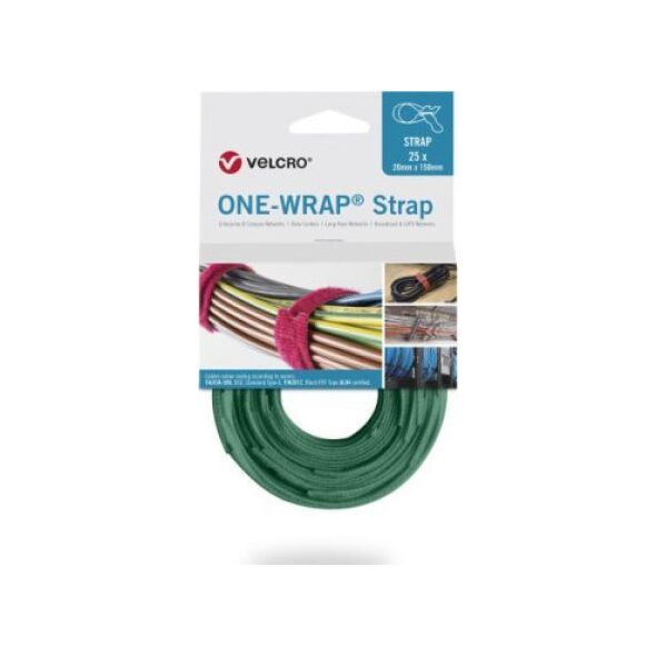 Velcro Taśma do wiązania VELCRO One Wrap 20 mm x 150 mm, 25 sztuk, zielona