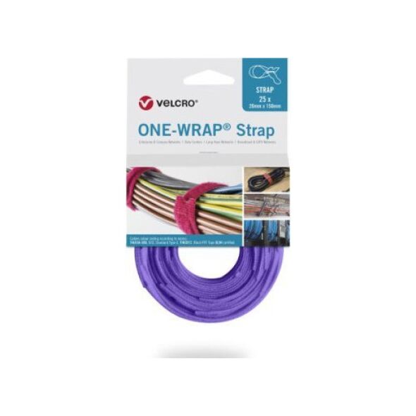 Velcro Taśma VELCRO One Wrap 25 mm x 300 mm, 25 sztuk, fioletowa