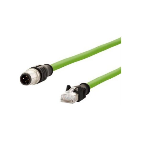Metz METZ CONNECT Kabel połączeniowy M12 męski-RJ45 męski, 4-biegunowy z kodem D, prosty, łańcuch nadążny, moment obrotowy, 1 m