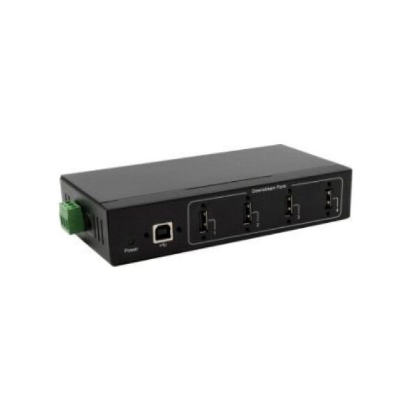 Exsys EXSYS EX-11214HMVS 4-portowy metalowy koncentrator USB 2.0 z zasilaczem 5V/2A Genesys Chipset