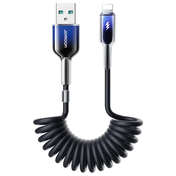 Joyroom S-A43 Crystal-Clear Series 3A spiral cable USB-A / Lightning 1.5m black