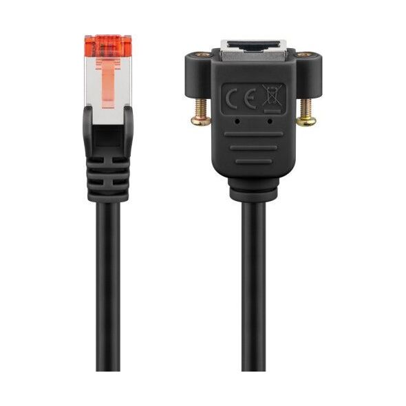 Goobay CAT 6 kabel przedłużającyS/FTP (PiMF), czarny - Długość kabla 1 m