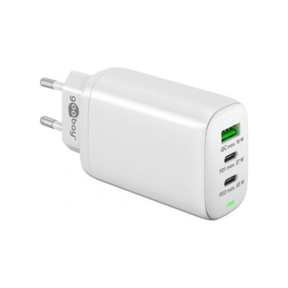 Ładowarka Goobay Wieloportowa szybka ładowarka USB-C PD 3-portowa (65 W) biały
