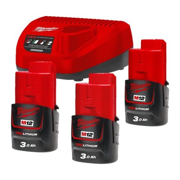 Milwaukee Set M12 NRG-303 (charger + 3 pcs., battery M12 B3) Milwaukee