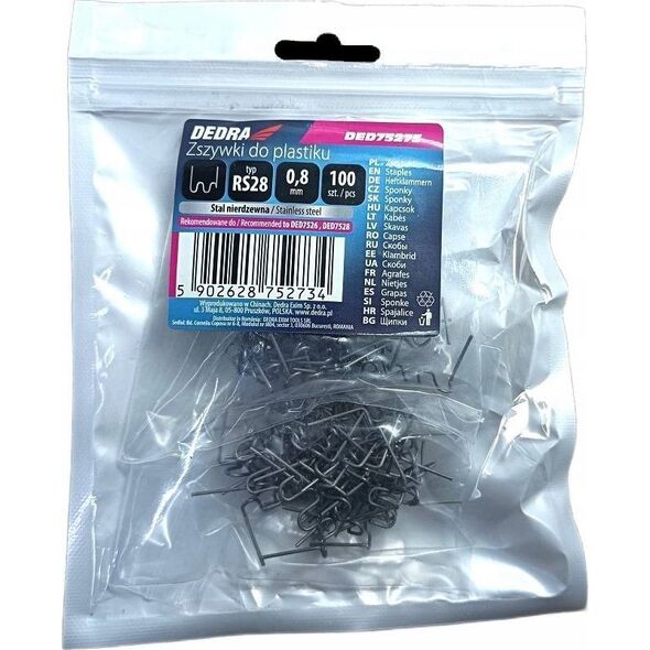 Dedra Zszywki do plastiku typ RS28, 0.8mm, duża fala,100szt