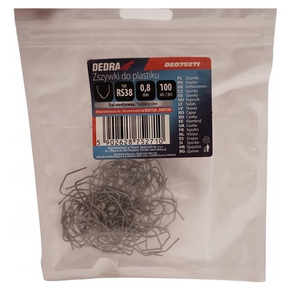 Dedra Zszywki do plastiku typ RS38, 0.8mm, V do narożników ,100szt