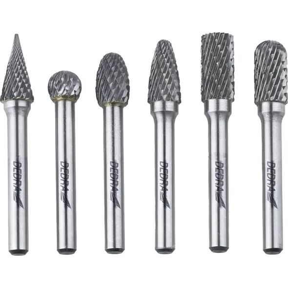Dedra Frezy trzpien.do metalu 6szt zestaw,trzpień 6mm,węglik wolfr