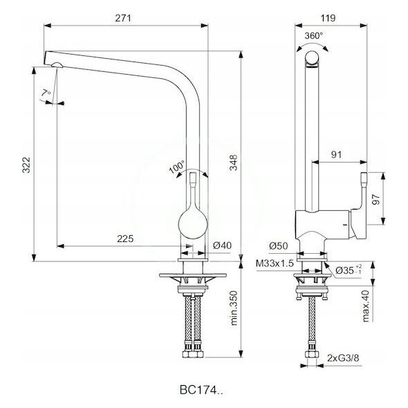 Ideal Standard Sink faucet Ideal Standard Ceralook BC174XG