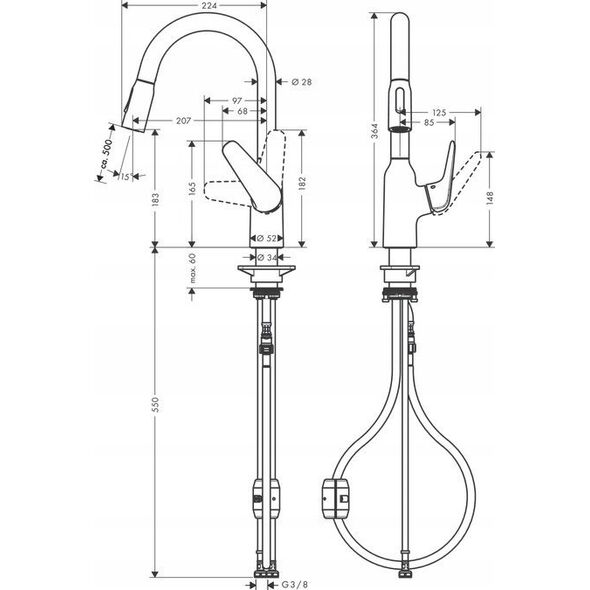 Bateria kuchenna Hansgrohe Kitchen faucet with pull-out hose Hansgrohe Focus M42, 71801000