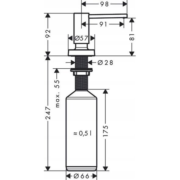 Hansgrohe Soap dispenser Hansgrohe A51, 40448800, stainless steel