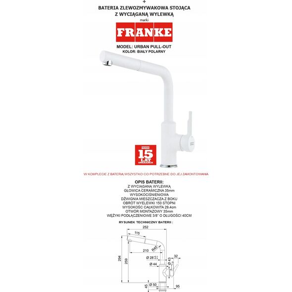 Bateria kuchenna Franke Kitchen faucet with pull-out hose Franke Urban 115.0595.088