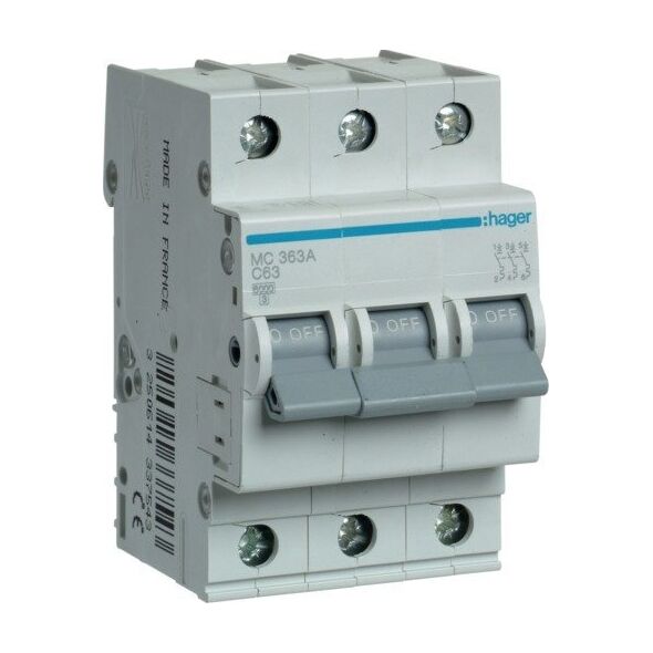 Hager CIRCUIT BREAKER 3P 63A C 6KA
