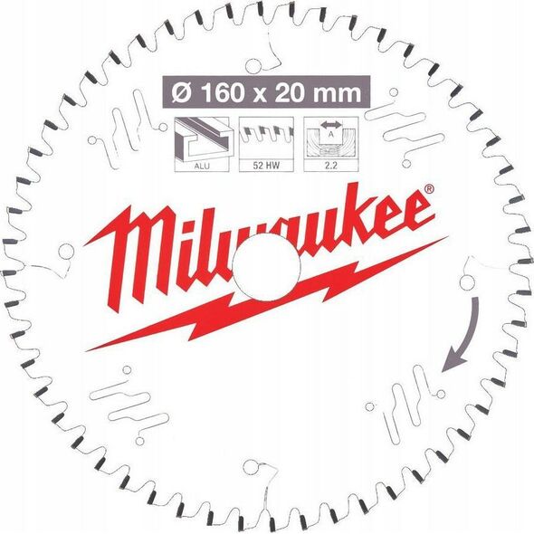 Milwaukee MILWAUKEE CIRCULAR SAW 160x20x2.2x52z TF ALUMINUM