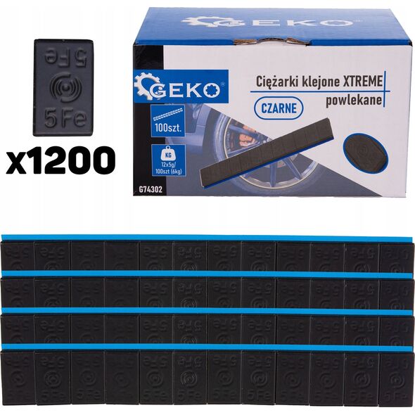 Geko Ciężarki klejone XTREME powlekane czarne 12x5g – zestaw 100 pasków (6kg) (4)