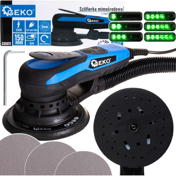 Geko Szlifierka mimośrodowa bezszczotkowa 150mm 350W z regulacją prędkości (6)