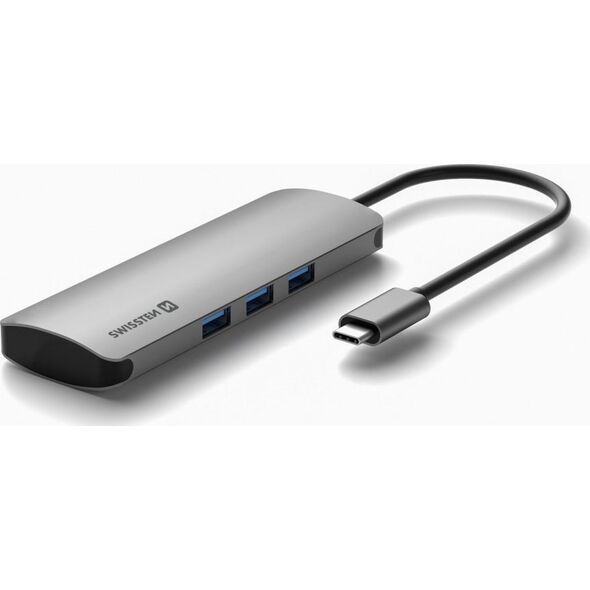 HUB USB Sourcing Swissten USB-C Splitter 6in1 with 3X USB 3.0 / 1X USB-C Power Delivery / 1X microSD / 1X SD / Aluminum housing