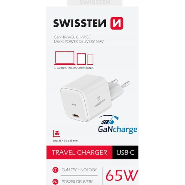 Zasilacz do laptopa Sourcing Swissten GaN Travel Charger Network Charger USB-C 65W
