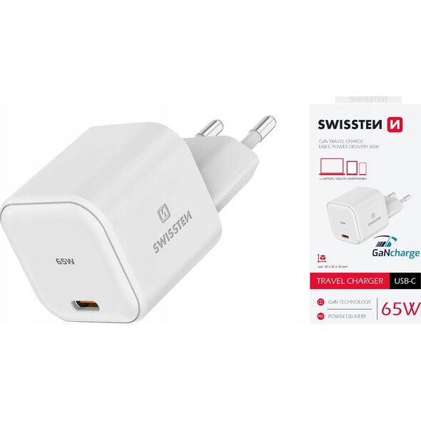 Zasilacz do laptopa Sourcing Swissten GaN Travel Charger Network Charger USB-C 65W