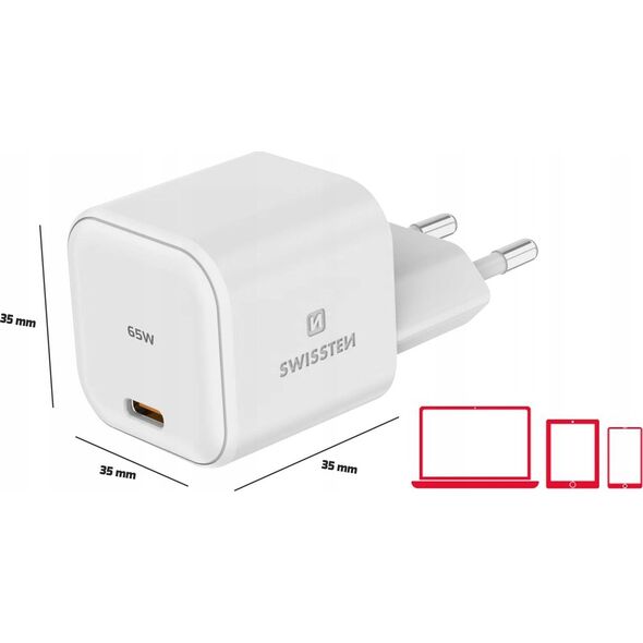 Zasilacz do laptopa Sourcing Swissten GaN Travel Charger Network Charger USB-C 65W