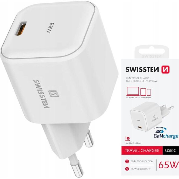 Zasilacz do laptopa Sourcing Swissten GaN Travel Charger Network Charger USB-C 65W