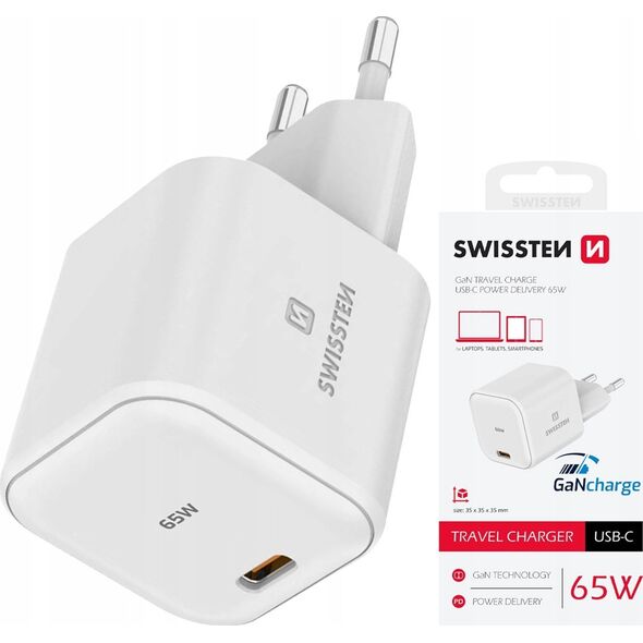 Zasilacz do laptopa Sourcing Swissten GaN Travel Charger Network Charger USB-C 65W