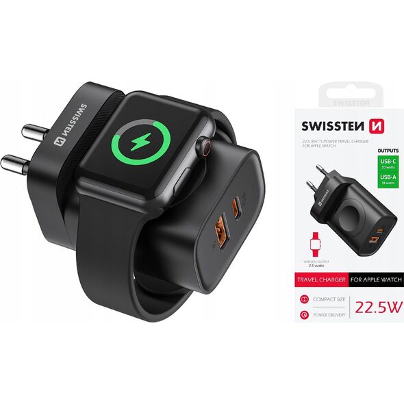 Zasilacz do laptopa Sourcing Swissten Travel Network Charger USB-A / USB-C / iWatch