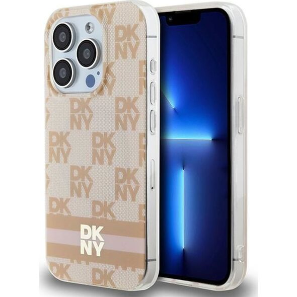 DKNY DKNY DKHMP13LHCPTSP iPhone 13 Pro / 13 6.1" różowy/pink hardcase IML Checkered Mono Pattern & Printed Stripes MagSafe
