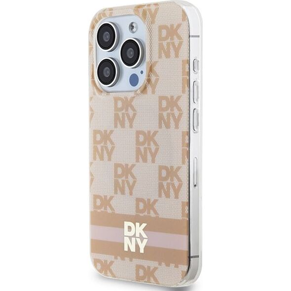 DKNY DKNY DKHMP13LHCPTSP iPhone 13 Pro / 13 6.1" różowy/pink hardcase IML Checkered Mono Pattern & Printed Stripes MagSafe