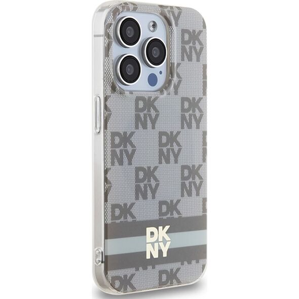 DKNY DKNY DKHMP15LHCPTSE iPhone 15 Pro 6.1" beżowy/beige hardcase IML Checkered Mono Pattern & Printed Stripes MagSafe