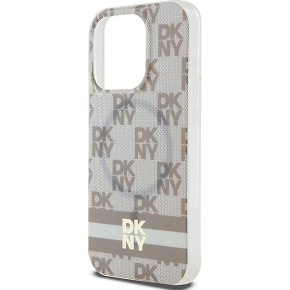 DKNY DKNY DKHMP15LHCPTSE iPhone 15 Pro 6.1" beżowy/beige hardcase IML Checkered Mono Pattern & Printed Stripes MagSafe