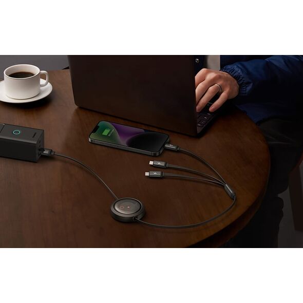 Kabel USB Baseus USB-A - USB-C + microUSB + Lightning 1.1 m Czarny (P10368700111-02)