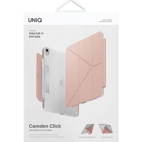 Etui na tablet Uniq UNIQ etui Camden Click iPad Air 11" (2024) różowy/blush pink
