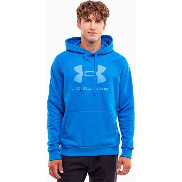 Under Armour Bluza z kapturem kangurka męska Under Armour Rival Fleece Logo HD niebieska 1379758 406 2XL