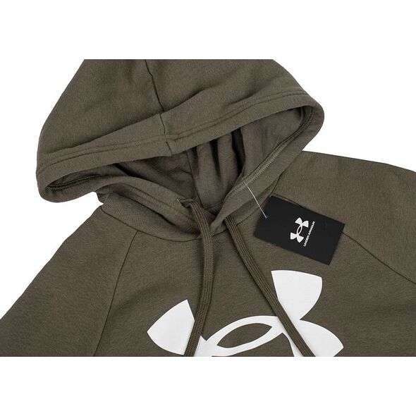 Under Armour Bluza z kapturem kangurka męska Under Armour Rival Fleece Logo HD oliwkowa 1379758 390 L