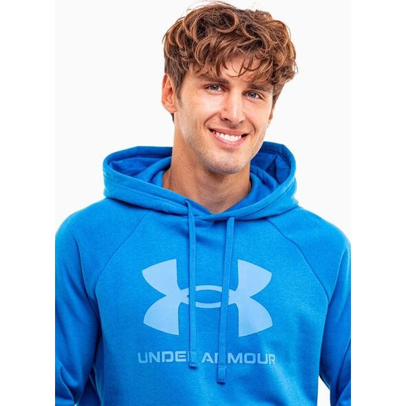 Under Armour Bluza z kapturem kangurka męska Under Armour Rival Fleece Logo HD niebieska 1379758 406 XL