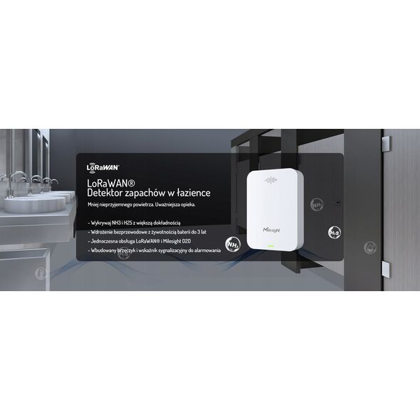 MILESIGHT IoT Milesight Bathroom Odor Detector LoRaWAN NH3 H2S