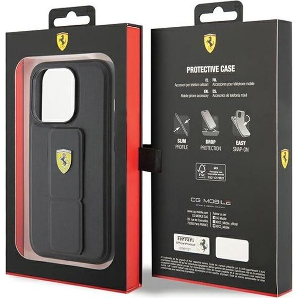 Ferrari Ferrari Grip Stand Metal Logo - Etui iPhone 15 Pro Max (czarny)