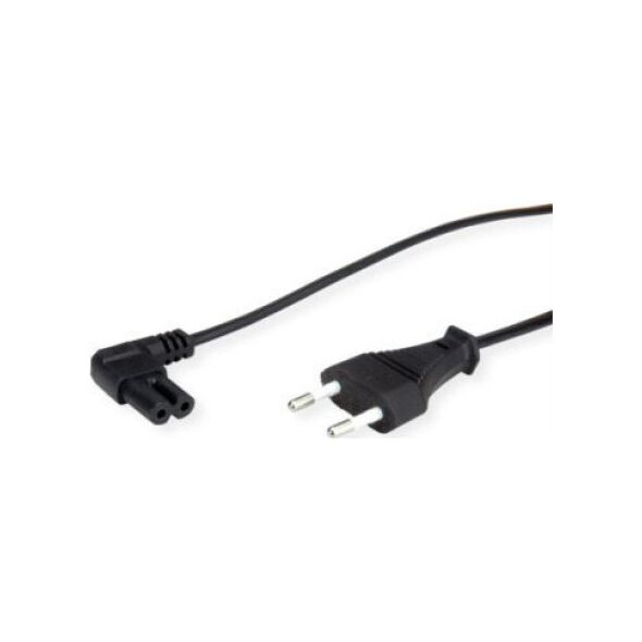Kabel zasilający Value Kabel zasilający VALUE Euro z płaską wtyczką kątową do C7, 2-biegunowy, czarny, 1,8 m