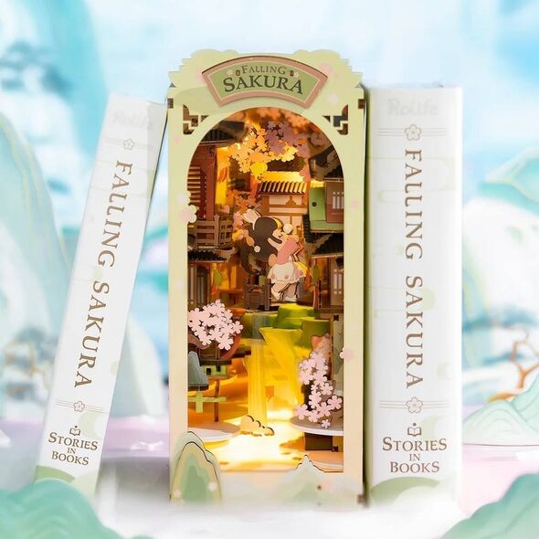 Robotime ROBOTIME Składany Drewniany Model 3D LED - Book Nook Opadająca Sakura