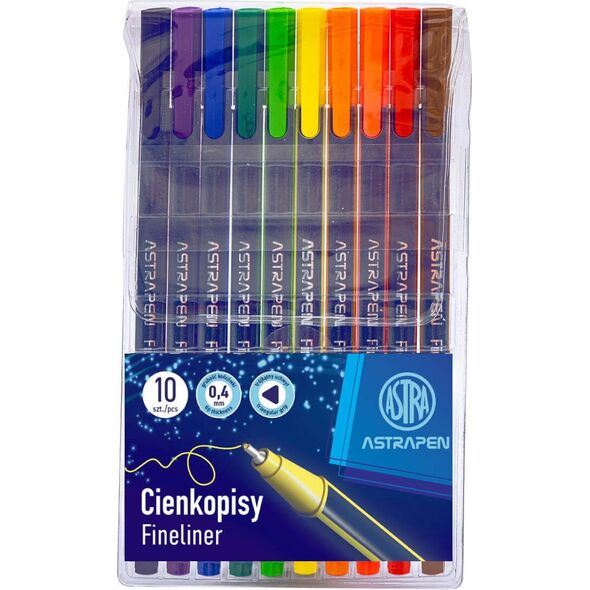 Astra Cienkopisy trójkątne kolorowe fineliner do rysowania 0,4mm 10szt ASTRA