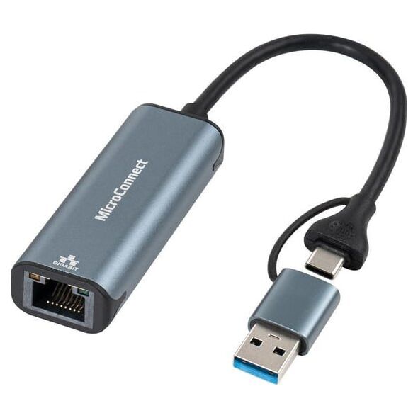 Adapter USB MicroConnect Microconnect MC-USBACNET1G zmieniacz płci / kabli USB C RJ-45 Czarny