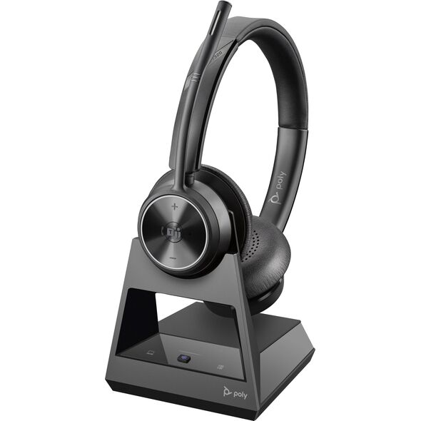 Słuchawki HP Poly Savi 7320 - Savi 7300 series - Headset - On-Ear - DECT - kabellos - USB-A uber DECT-Adapter - Schwarz - Zertifiziert fur Microsoft Teams, UC-zertifiziert