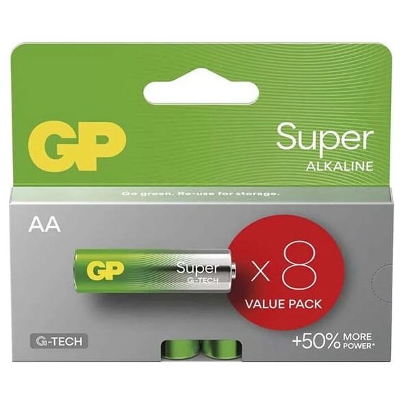 GP 4+4 GP Super Alkaline 1,5V AA Mignon LR06 Rel.  03015ADHETA-B8