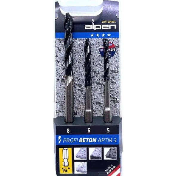 Wiertło Alpen Alpen APTM3 HM-Concrete hexagon Set 3-pcs.