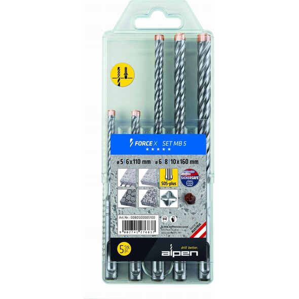Wiertło Alpen Alpen Set SDS+ FORCE X MB 5 (805+815)