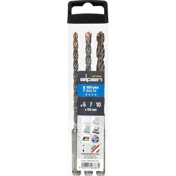 Wiertło Alpen Alpen SDS+ F4 Box 3 pcs. 5-6-8x1 60