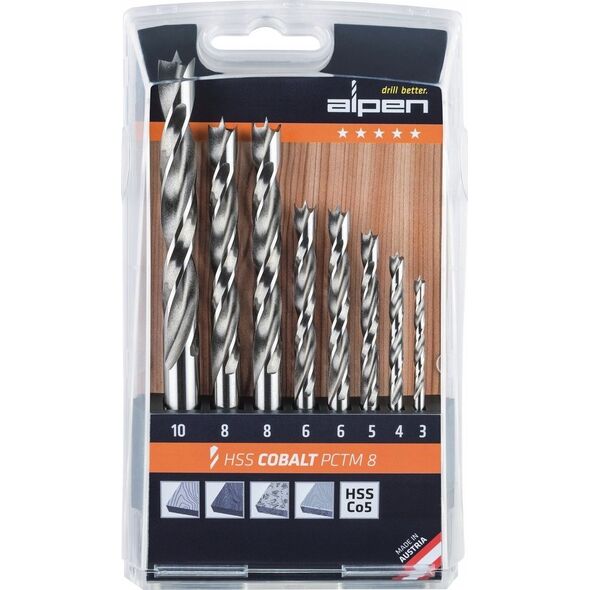 Wiertło Alpen Alpen HSS-Co5 PCTM 8-pcs Profi Wood