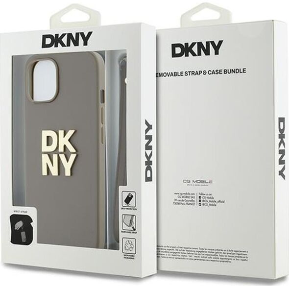 DKNY DKNY Wrist Strap Stock Logo - Etui iPhone 15 Plus (beżowy)