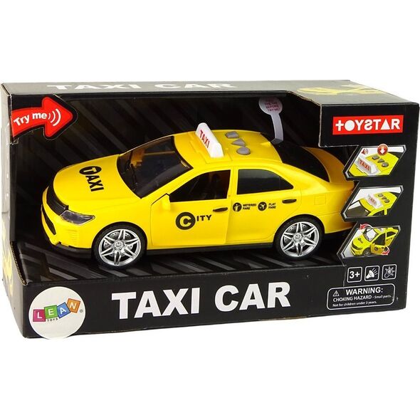 LeanToys Auto Taxi Pojazd 1:14 Światła Dźwięki Żółte